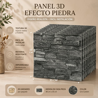 Ladri Wall Pro™ – Paneles 3D Adhesivos (20 Unidades) 35x38 cm c/u